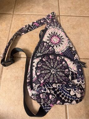 Vera Bradley Quilted Floral Pattern Crossbody Sling Bag - Pink & Purple